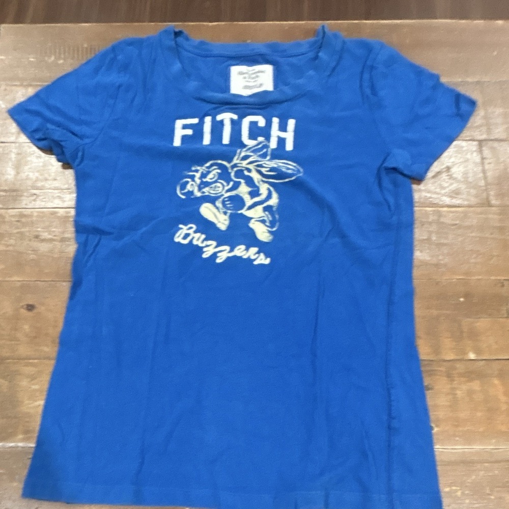 Vtg Y2K Abercrombie & Fitch Buzzers Graphic T Shirt Blue Large Mascot Irregular